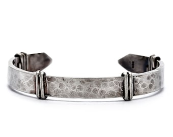 Gift for Him, Men's Sterling Silver Wide Cuff Bracelet, Men's Jewelry, Hammered Rustic Men's Bracelets - Father Husband Gift