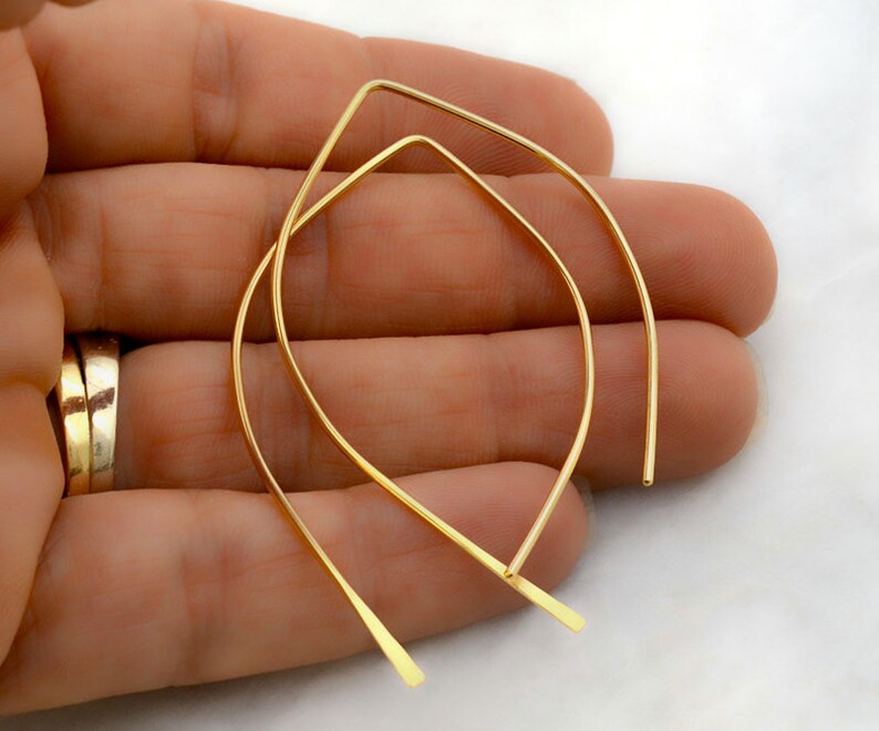 Wishbone Earrings Solid Gold Threader Earrings Open Hoop Etsy Ireland