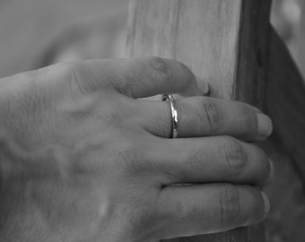 Hammered Sterling Silver Stacking Ring - Simple Wedding Band or Stack Ring -Made in your size