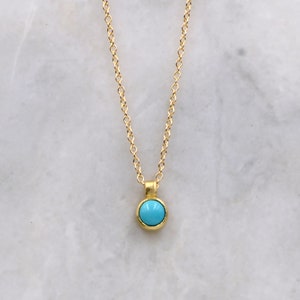 Dainty Turquoise Necklace, 14k Solid Gold Turquoise Charm and Chain, Layering Charm Necklace, Minimalist, Gifts for Her