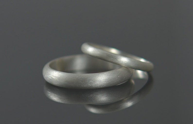 His and Hers Wedding Rings Recycled Silver Wedding Bands Argentium Sterling Silver Half Round Ring Band Set Eco Friendly image 1