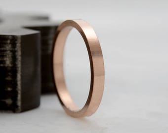 Women's Rose Gold Wedding Band, 14k Gold Stacking Ring or Anniversary Band in Recycled Metal