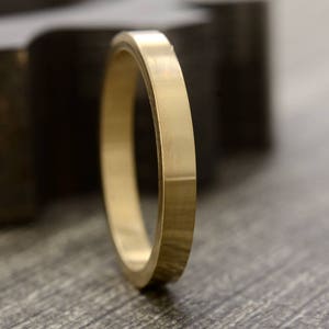 Women&#39;s Gold Ring - 14k yellow gold Wedding Band Anniversary Band Stacking Rings - 2mm Ring in Recycled Gold