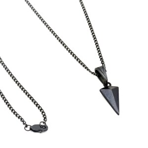 Sterling Silver Arrow Pendant Necklace – Black Triangle Arrow on Oxidized Sterling Silver Chain, Minimalist Jewelry Gift