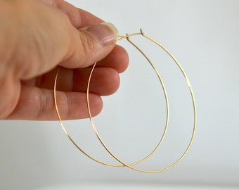 Large 14k Gold Filled Hoop Earrings – 2.5 Inch Oval Hoops