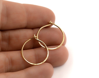 Small Hoop Earrings in 14k Gold, Great Everyday Mini Gold Hoop Earrings