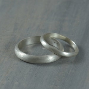 His and Hers Wedding Rings Recycled Silver Wedding Bands Argentium Sterling Silver Half Round Ring Band Set Eco Friendly image 3