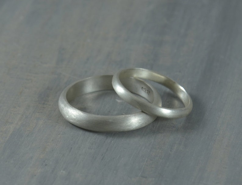 His and Hers Wedding Rings Recycled Silver Wedding Bands Argentium Sterling Silver Half Round Ring Band Set Eco Friendly image 3