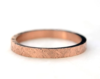 Rose Gold Wedding Band-  Hammered Ring Women's 14k Rose Gold Ring -White Gold - Yellow Gold Stacking Rings -  Recycled Gold Eco Friendly Jew