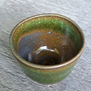 Handmade Green Ceramic Espresso Cup - Rustic Wabi Sabi Style