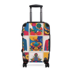 Stylish Travel Suitcase - Colorful Collage Luggage, Trendy Carry-On for Vacations, Travel Enthusiasts, and Gift Giving