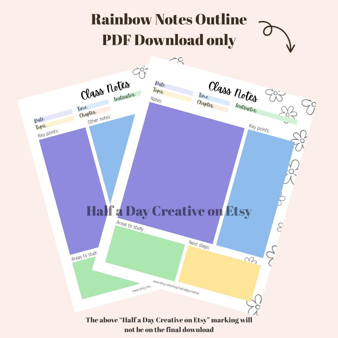 Class Note Template, Note Taking Template, Student Notes Template ...