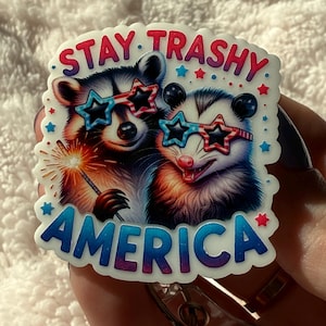 Funny 4th of July Retractable Badge Reel, Raccoon 4th of July Badge, Opossum 4th of July Badge Reel, Lanyard, MRI Safe, Funny Nurse Gift