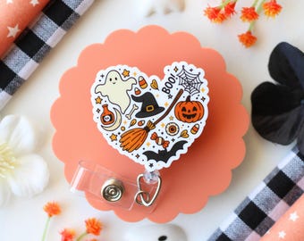 Zwijany identyfikator z motywem ducha Halloween, upiorny identyfikator, akrylowy identyfikator z motywem czarownicy Halloween, akcesoria do identyfikatorów pielęgniarskich