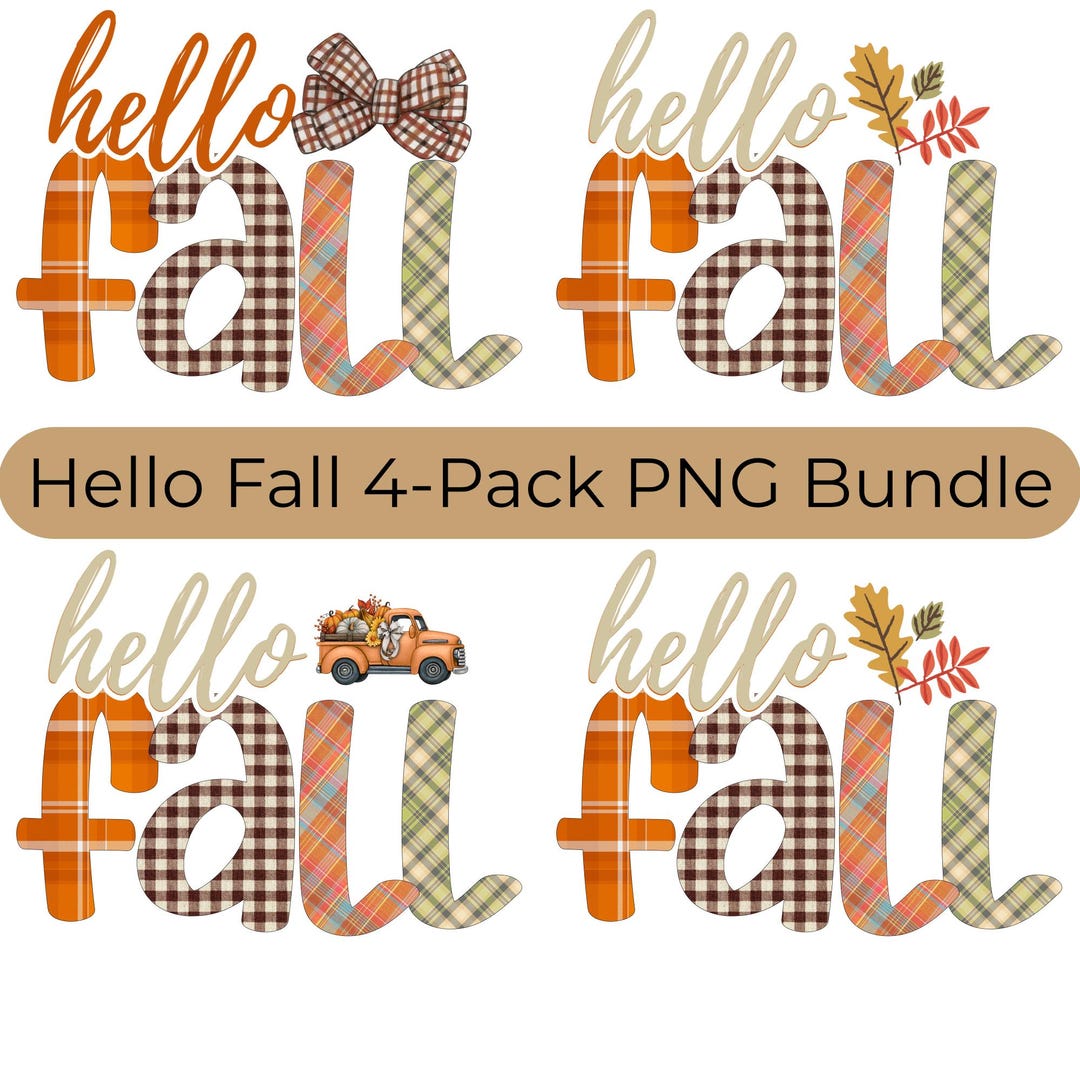 Hello Fall PNG Bundle, Autumn Sublimation Design, Country Plaid ...