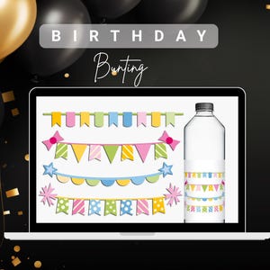 Editierbare Geburtstagsbanner Vorlage: DIY Party Girlande (Instant Download)