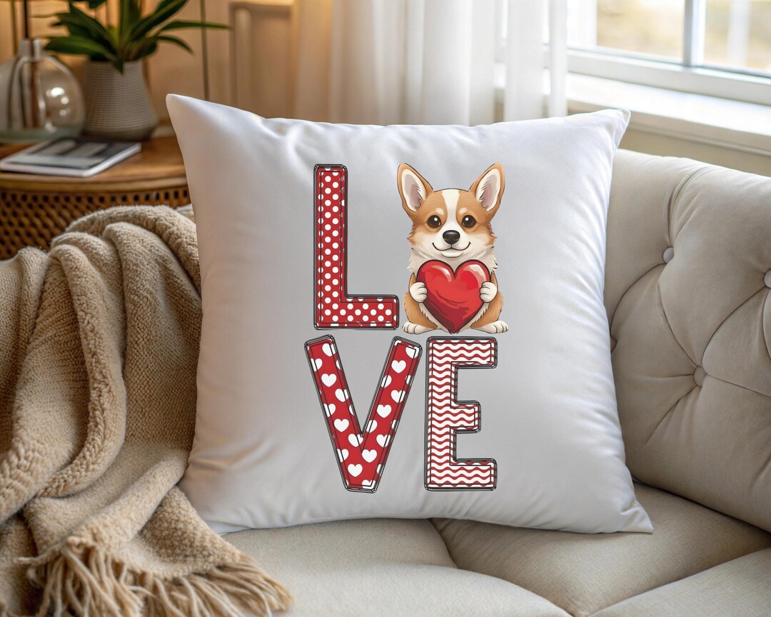 Corgi Dog Love Art Printable, Valentine Dog Wall Art, Cute Pet Love ...