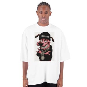 Camiseta de calle de peso pesado de Coraje, el perro cobarde (para hombre)
