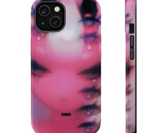 Surrealistiskt rosa ansiktskonst telefonskal | Magnetiskt stöttåligt skal