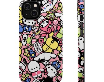 Kawaii karaktärskollage mobilskal | Magnetiskt stöttåligt skal