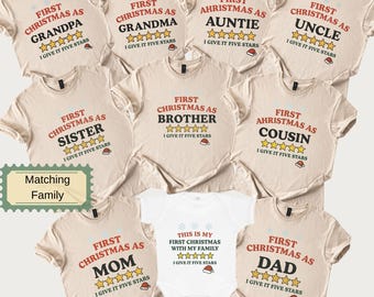 Personalized First Family Christmas Matching Shirts My 1st Christmas Bodysuit, Newborn Christmas Gift Mom Dad Baby Family Shirt, Holiday Tee