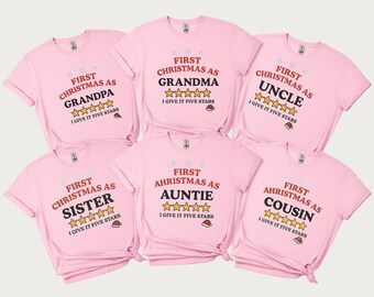 Personalized First Family Christmas Matching Shirts My 1st Christmas Bodysuit, Newborn Christmas Gift Mom Dad Baby Family Shirt, Holiday Tee