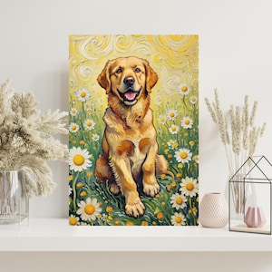 Personalized Wall Art, Custom Pet Portrait Canvas – Van Gogh Style, Personalized Pet Canvas Art, Custom Photo Portrait, Ready-to-Hang Frame