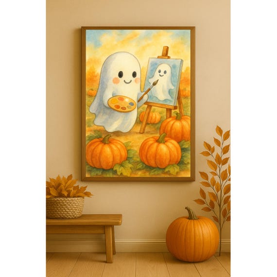 Vintage Ghost Poster for Kids: Retro Halloween Wall Art
