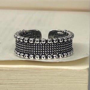 Silver Adjustable Simple Textured Band Ring, Tarnish Free Ring, Statement Ring, Rings for Men and Women, Stainless Steel Ring