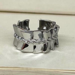 Silver Adjustable Chunky Band Ring, Tarnish Free Ring, Statement Ring, Rings for Men and Women, Stainless Steel Ring