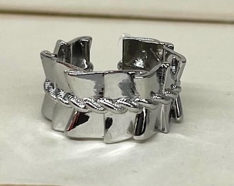Silver Adjustable Chunky Band Ring, Tarnish Free Ring, Statement Ring, Rings for Men and Women, Stainless Steel Ring