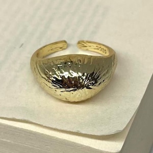 Gold Adjustable Chunky Textured Hammered Ring, Tarnish Free Gold Ring, Adjustable Gold Ring, Statement Ring