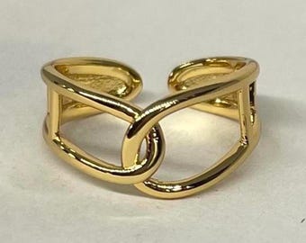 Gold Adjustable Simple Band Ring, Tarnish Free Gold Ring, Adjustable Gold Ring, Statement Ring
