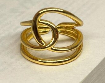 Gold Adjustable Irregular Asymmetrical Ring, Tarnish Free Gold Ring, Adjustable Gold Ring, Statement Ring