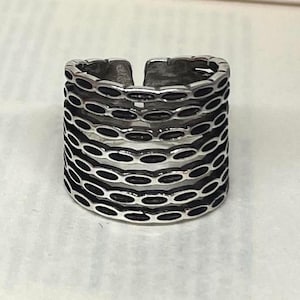 Silver Chunky Adjustable Band Ring, Tarnish Free Ring, Statement Ring, Rings for Men and Women, Stainless Steel Ring