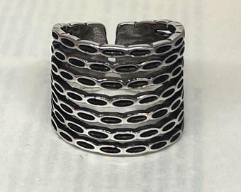 Silver Chunky Adjustable Band Ring, Tarnish Free Ring, Statement Ring, Rings for Men and Women, Stainless Steel Ring