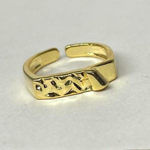 Gold Adjustable Textured Hammered Band Ring, Tarnish Free Gold Ring, Adjustable Gold Ring, Statement Ring