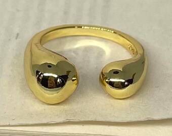 Gold Adjustable Asymmetrical Open Band Ring, Tarnish Free Gold Ring, Adjustable Gold Ring, Statement Ring, Band Ring