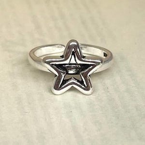 Silver Adjustable Star Band Ring, Tarnish Free Ring, Statement Ring, Rings for Men and Women, Stainless Steel Ring