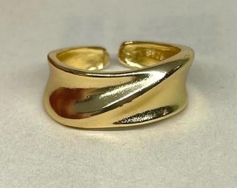 Gold Adjustable Band Ring, Tarnish Free Gold Ring, Adjustable Gold Ring, Statement Ring