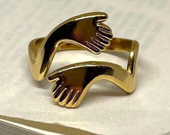 Anillo ajustable de oro con forma de abrazo, anillo de oro resistente al deslustre, anillo de banda, anillo de oro ajustable, anillo llamativo, anillos para hombres y mujeres