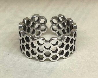 Anillo ajustable de plata con diseño, resistente al deslustre, con estilo, para hombre y mujer, de acero inoxidable.