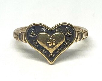 Gold verstellbarer Herzbandring, Anlauffreier Goldring, verstellbarer Goldring, Statementring, Bandring