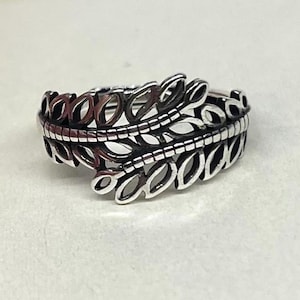 Silver Adjustable Leaf Band Ring, Tarnish Free Ring, Statement Ring, Rings for Men and Women, Stainless Steel Ring