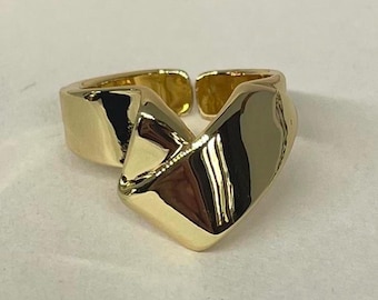 Anillo de oro ajustable con banda gruesa, anillo de oro resistente al deslustre, anillo de oro ajustable, anillo llamativo, anillo de banda