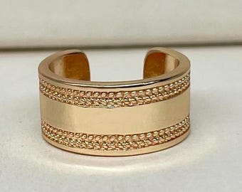 Anillo de oro ajustable, anillo de oro resistente al deslustre, anillo de oro ajustable, anillo llamativo, anillo de banda