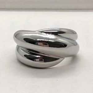 Silver Adjustable Chunky Band Ring, Tarnish Free Ring, Statement Ring, Rings for Men and Women, Stainless Steel Ring