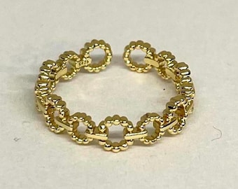 Gold Adjustable Band Ring, Tarnish Free Gold Ring, Adjustable Gold Ring, Statement Ring