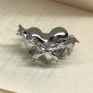 Silver Adjustable Chunky Heart Band Ring, Tarnish Free Silver Ring, Statement Ring, Rings for Men and Women, Stainless Steel