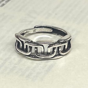 Silver Adjustable Patterned Band Ring, Tarnish Free Ring, Statement Ring, Rings for Men and Women, Stainless Steel Ring